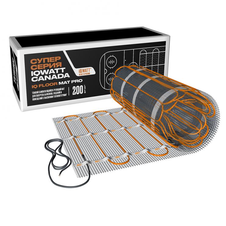 Тонкий самоклеящийся греющий мат IQ FLOOR MAT PRO 200 Вт/м.кв - 2,0 м²